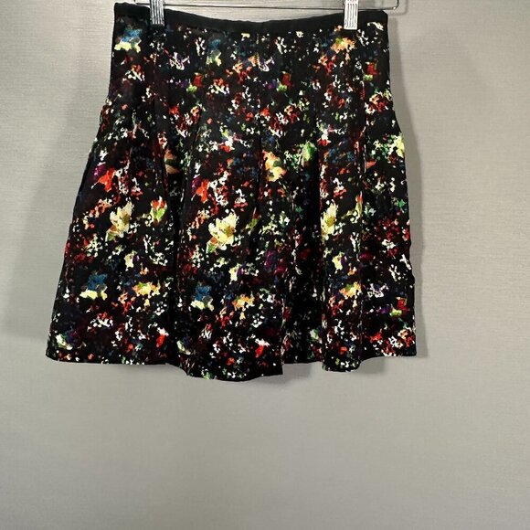 GAP Skirt Womens 2 Aline Back Zipper Black Bold Print Pockets - Picture 1 of 8